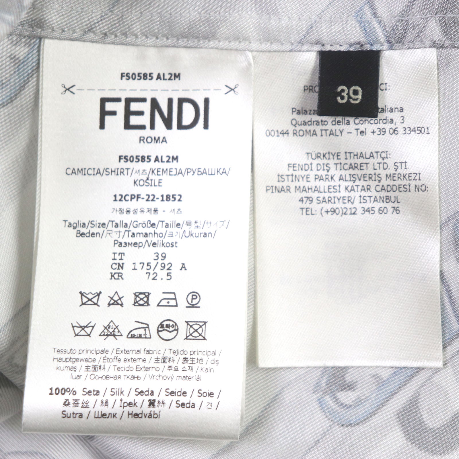 Fendi Silk Long Sleeve Shirt FS0585