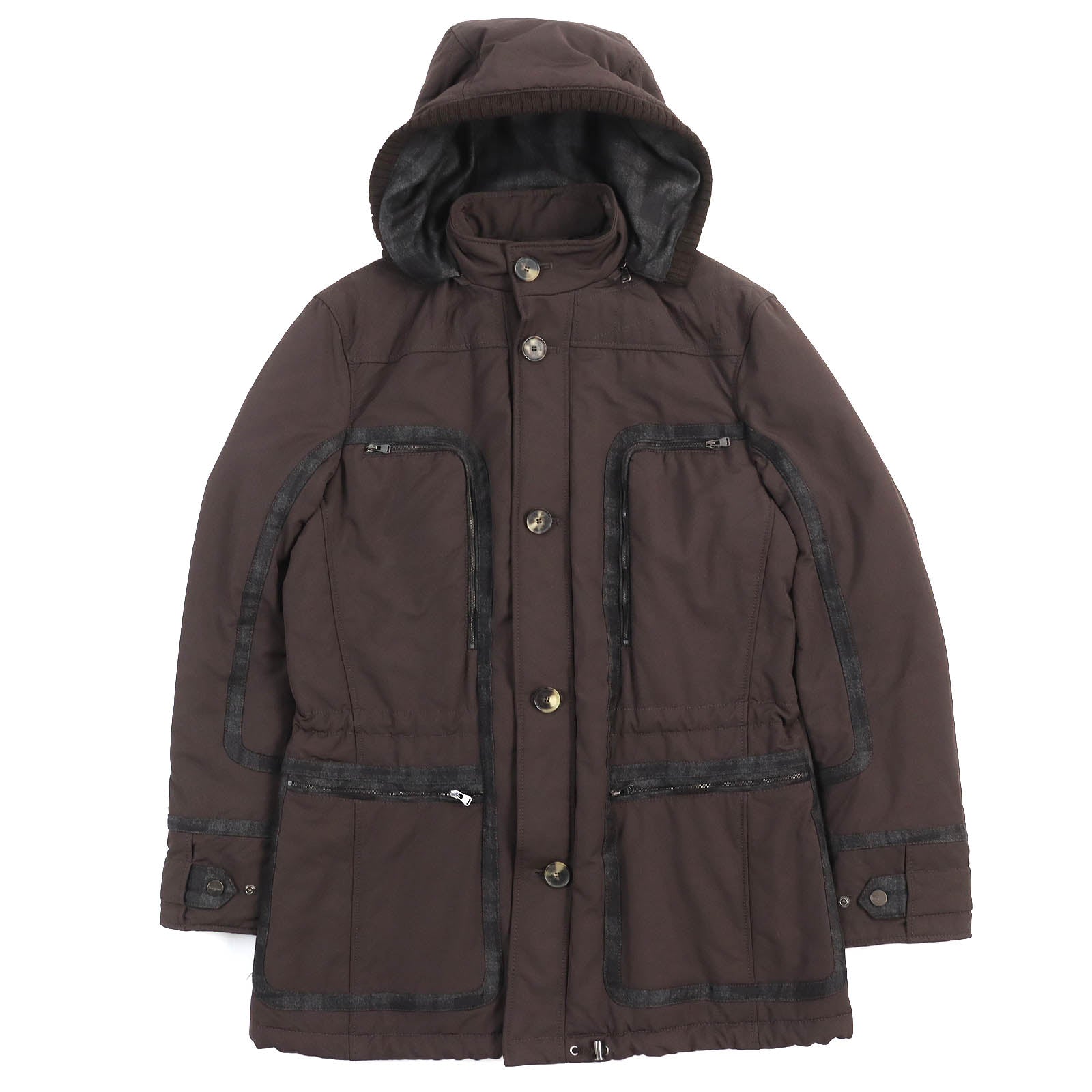 Salvatore Ferragamo Check Trim Hooded Padded Jacket