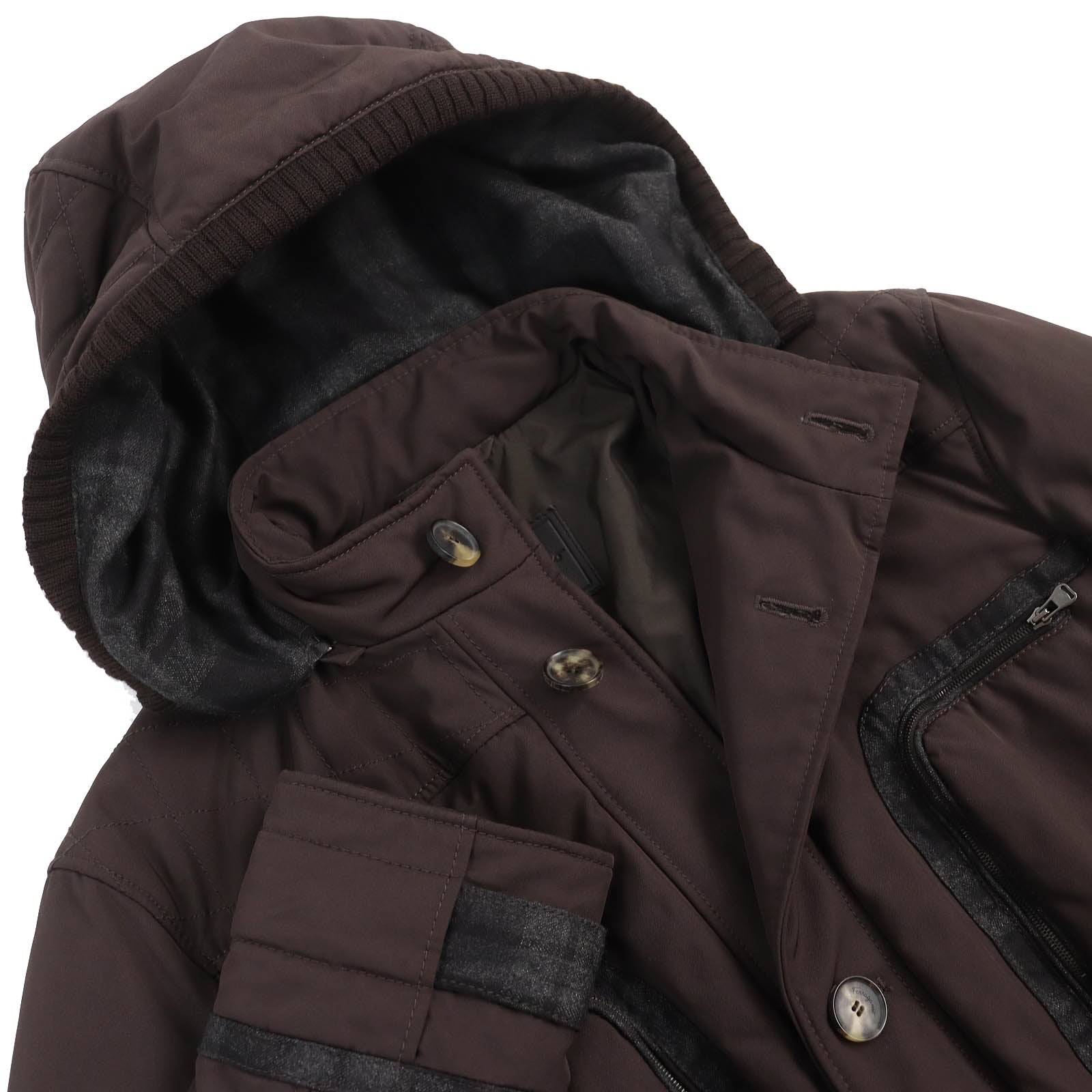 Salvatore Ferragamo Check Trim Hooded Padded Jacket