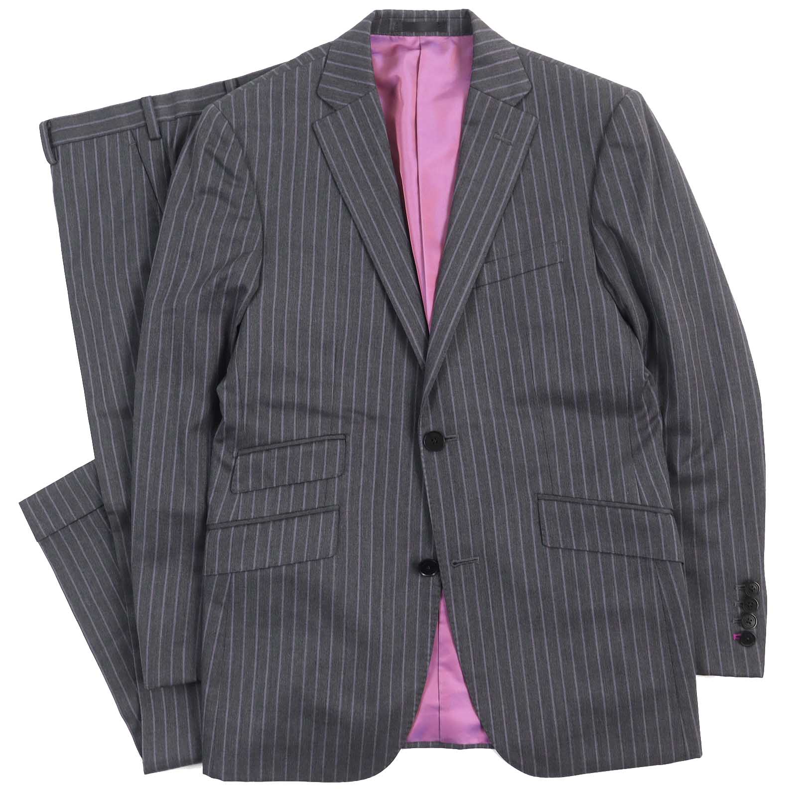 Burberry Wool Suit Dark Gray Purple 36R