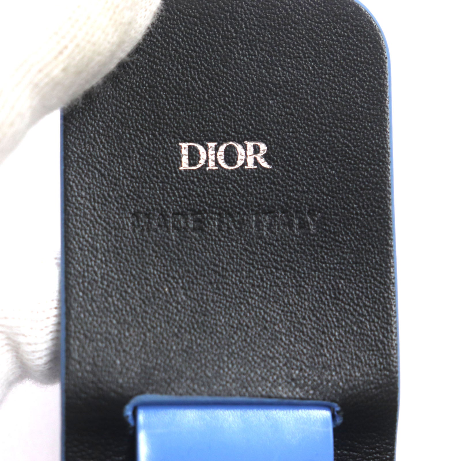 DIOR Leather Metal Logo Earphone Case Key Ring