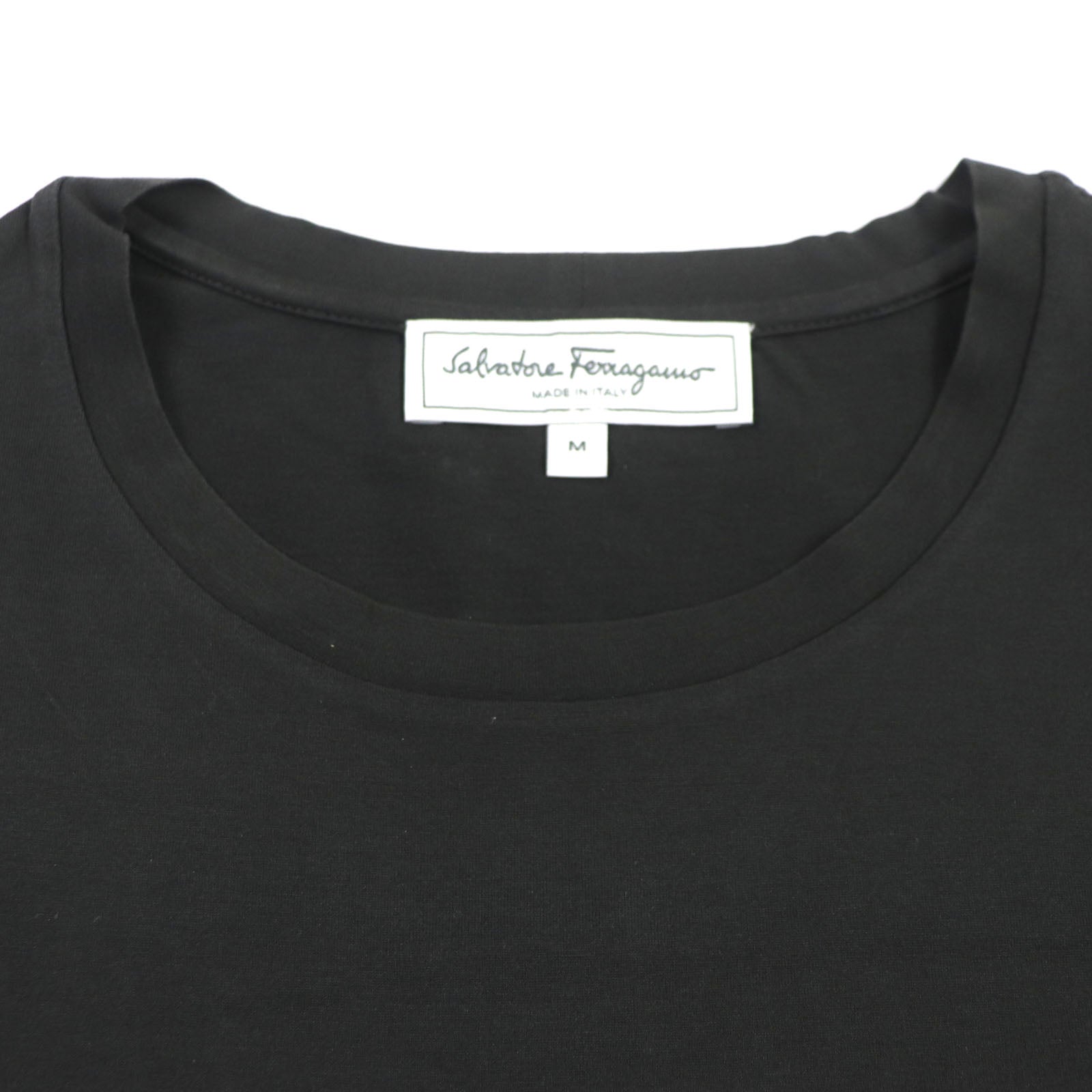 Salvatore Ferragamo Perforated Gancini Leather Trim T-shirt