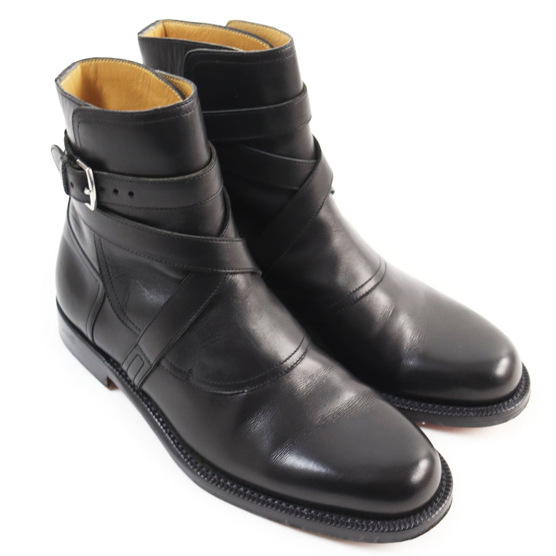 HERMES Leather Jodhpur Ankle Boots Black 39