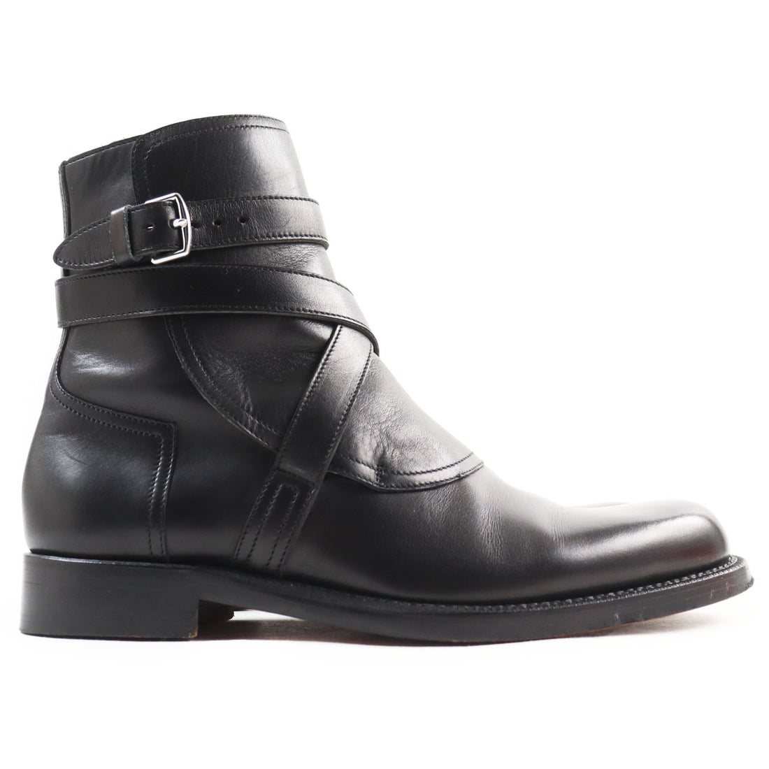 HERMES Leather Jodhpur Ankle Boots Black 39