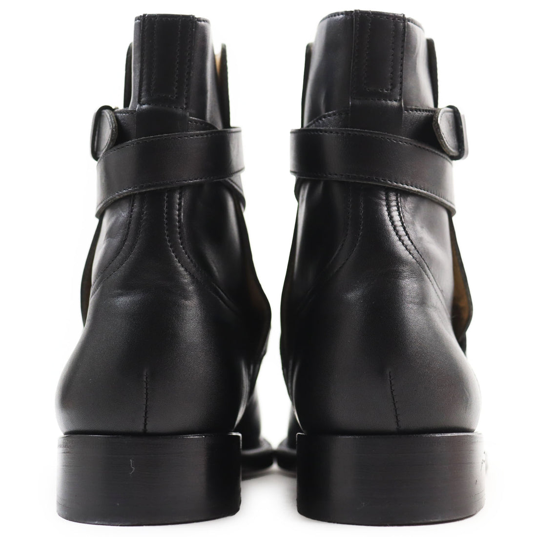 HERMES Leather Jodhpur Ankle Boots Black 39