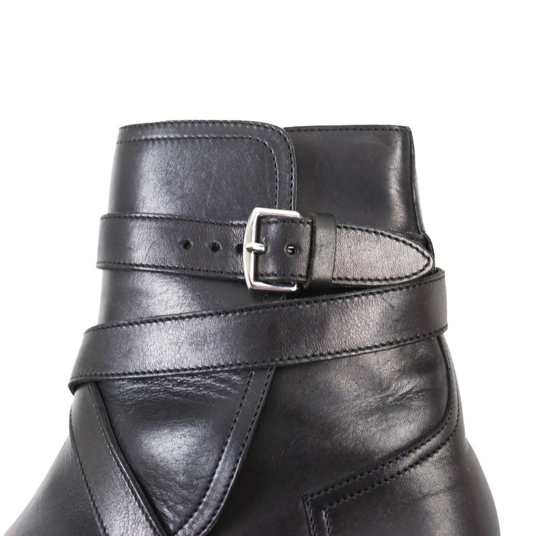 HERMES Leather Jodhpur Ankle Boots Black 39