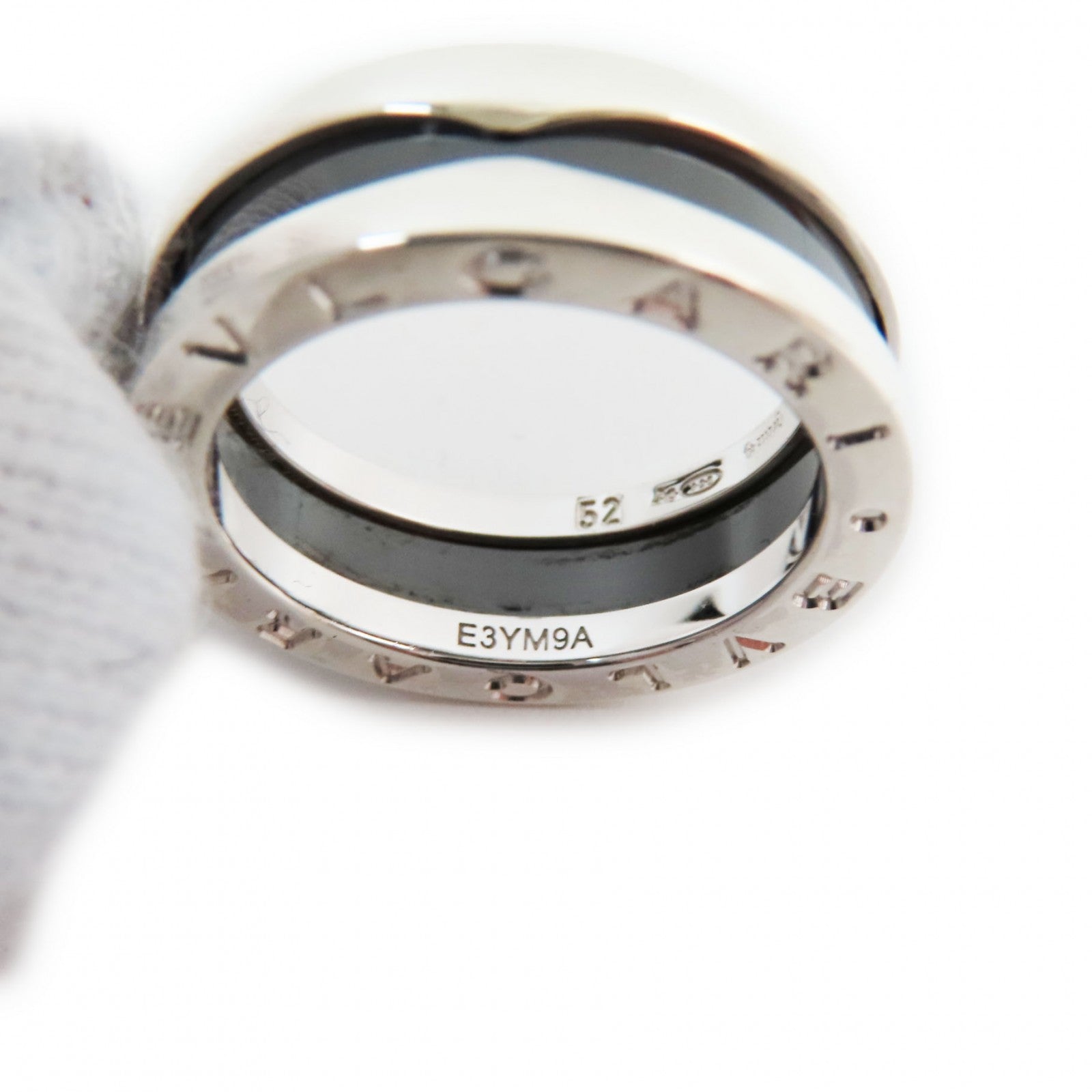 BVLGARI B.ZeroOne Ring AG925 Ceramic Silver Black