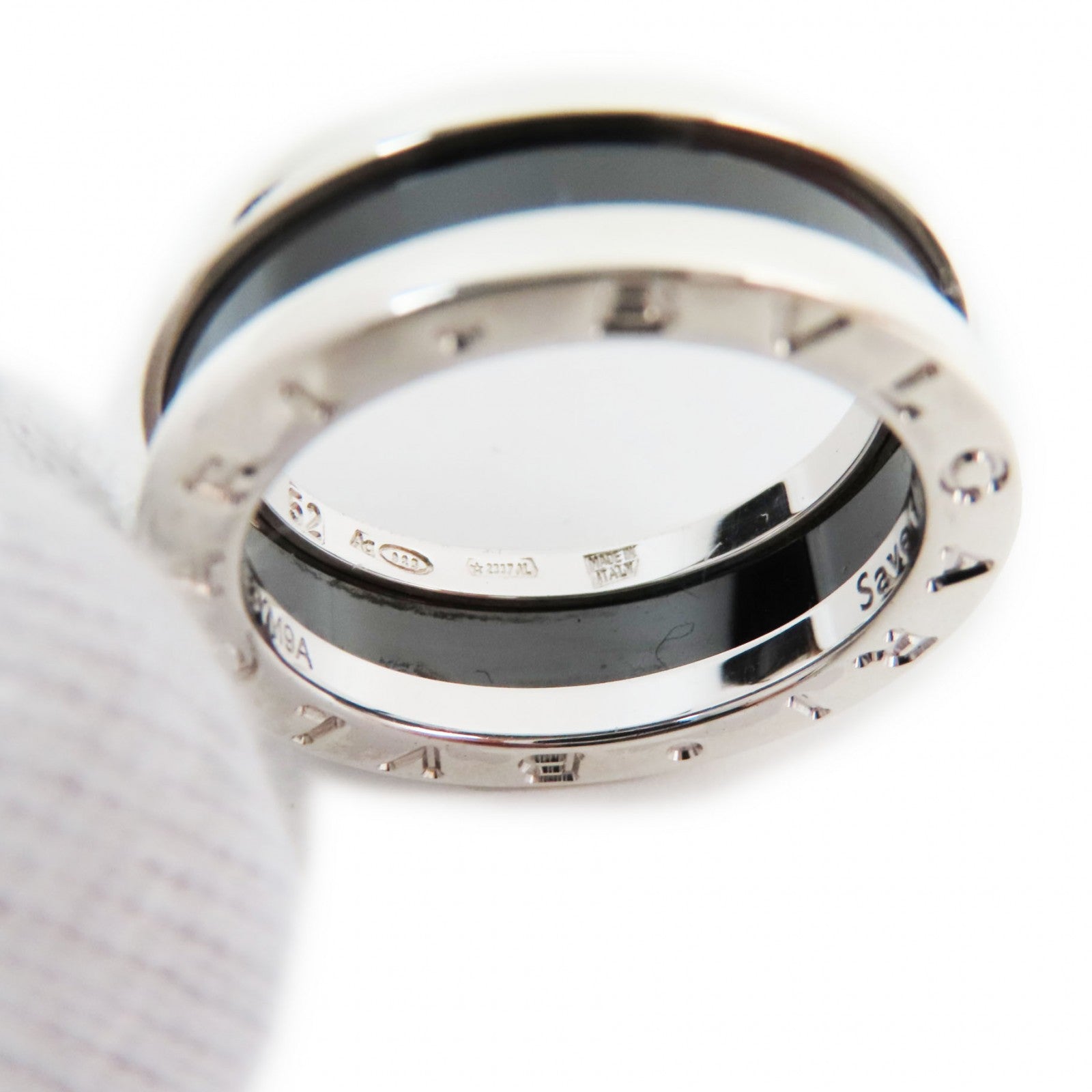 BVLGARI B.ZeroOne Ring AG925 Ceramic Silver Black