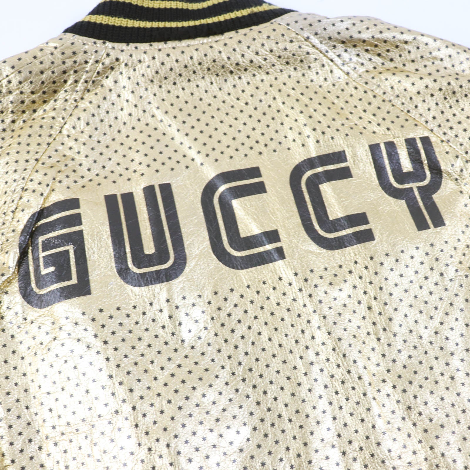 Gucci Lambskin Bomber Jacket with GUCCY Logo