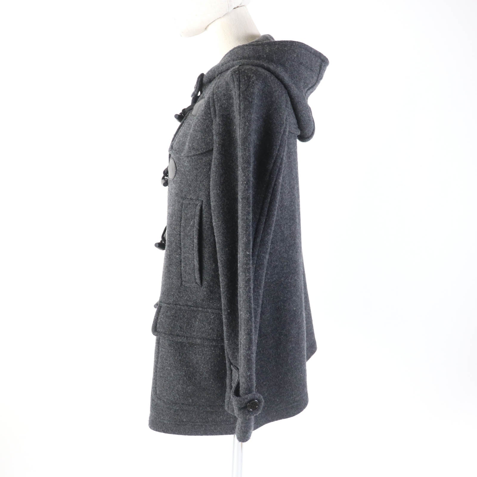 Burberry Wool Nylon Duffel Coat Gray Women