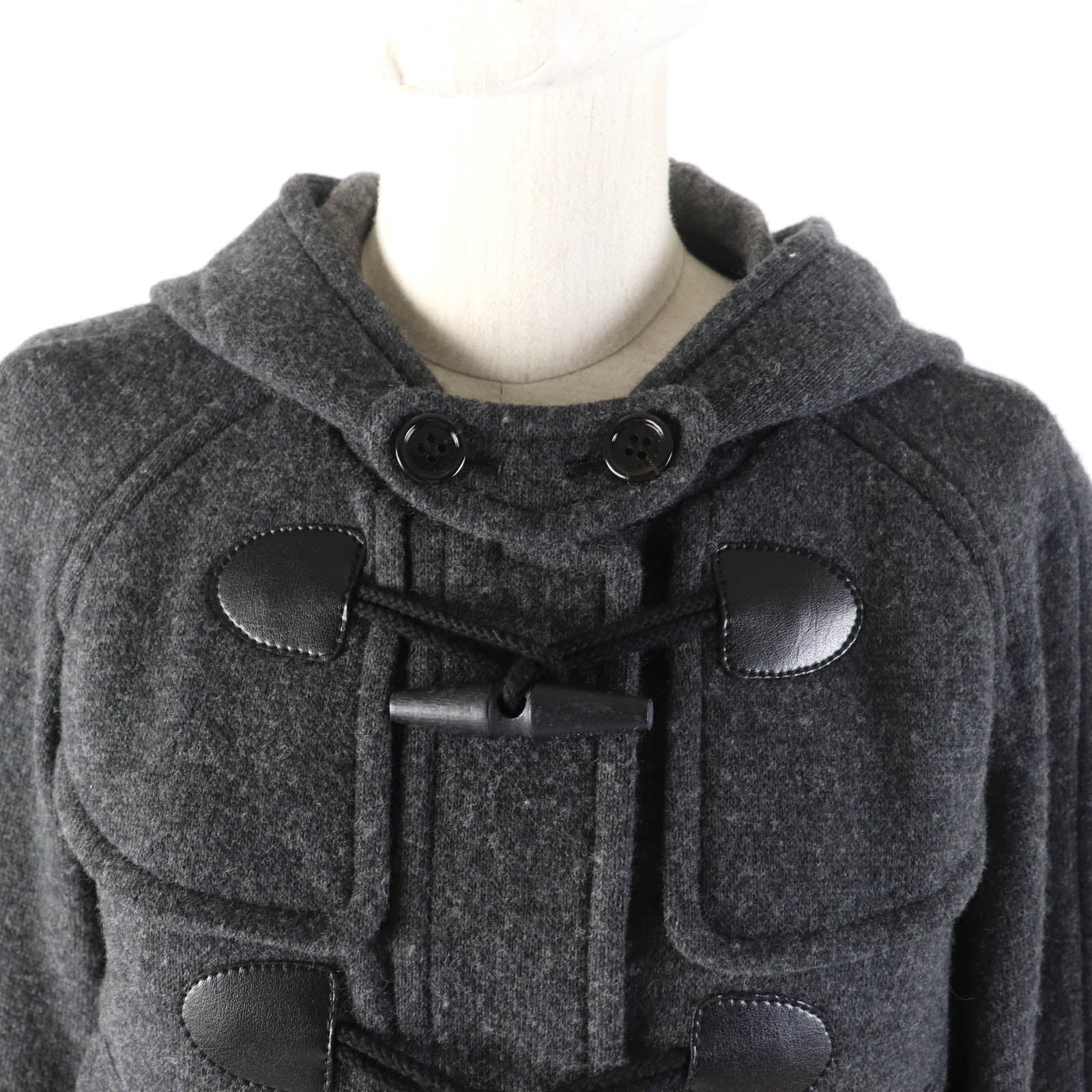 Burberry Wool Nylon Duffel Coat Gray Women