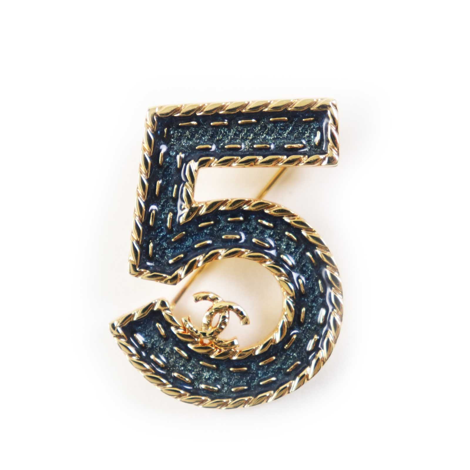 Chanel COCO Mark 5 Brooch Blue Gold