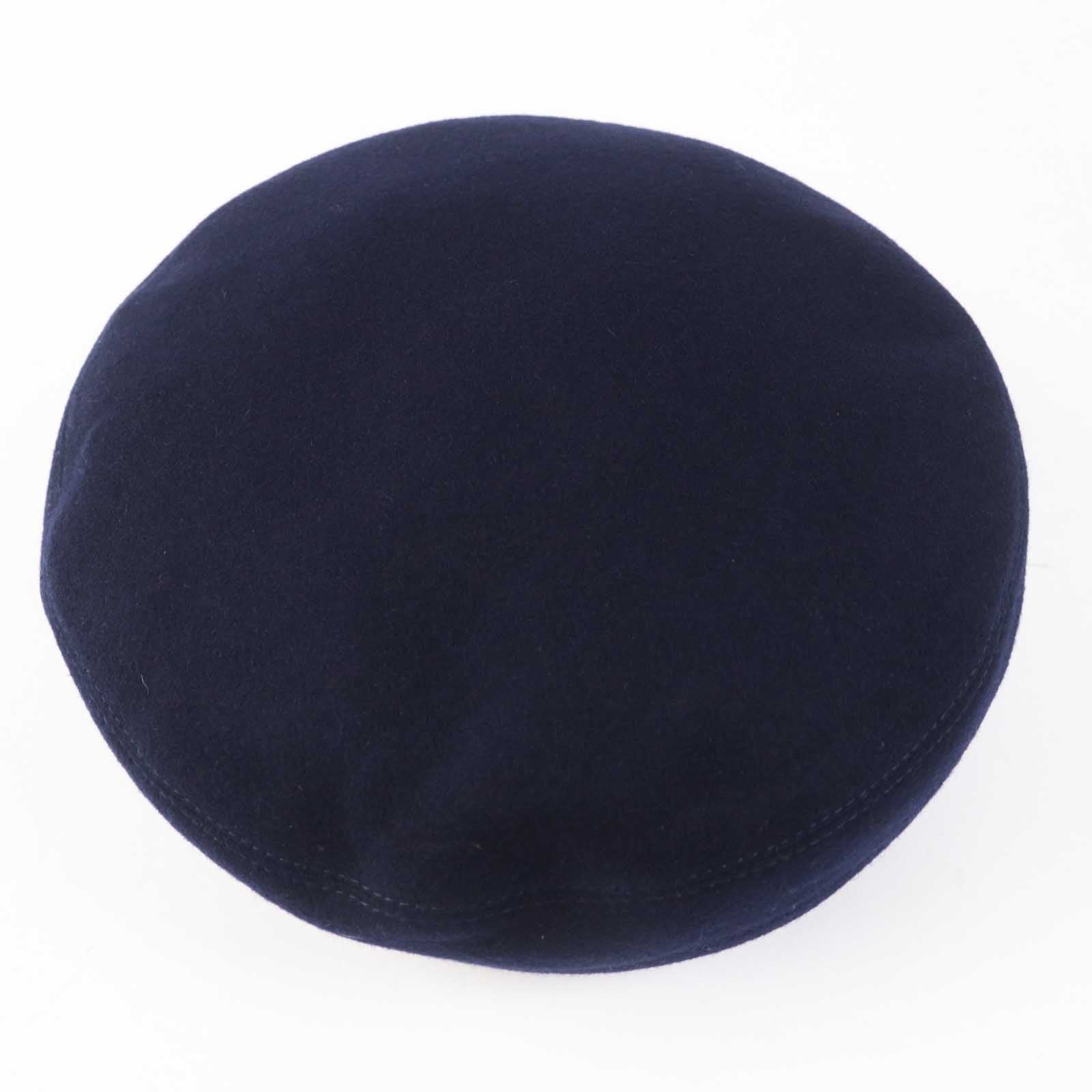 HERMES Santore Cashmere Sheep Leather Beret Navy