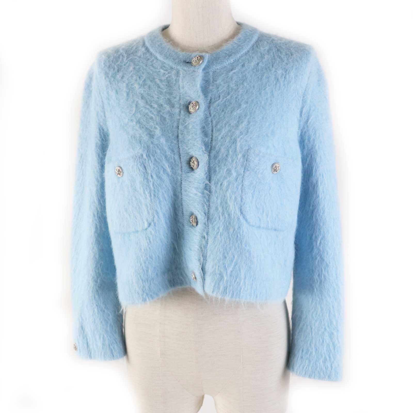 Chanel Cashmere Alpaca Knit Cardigan 36 COCO Button