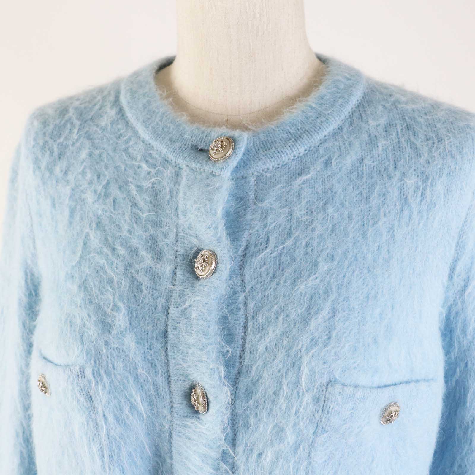 Chanel Cashmere Alpaca Knit Cardigan 36 COCO Button