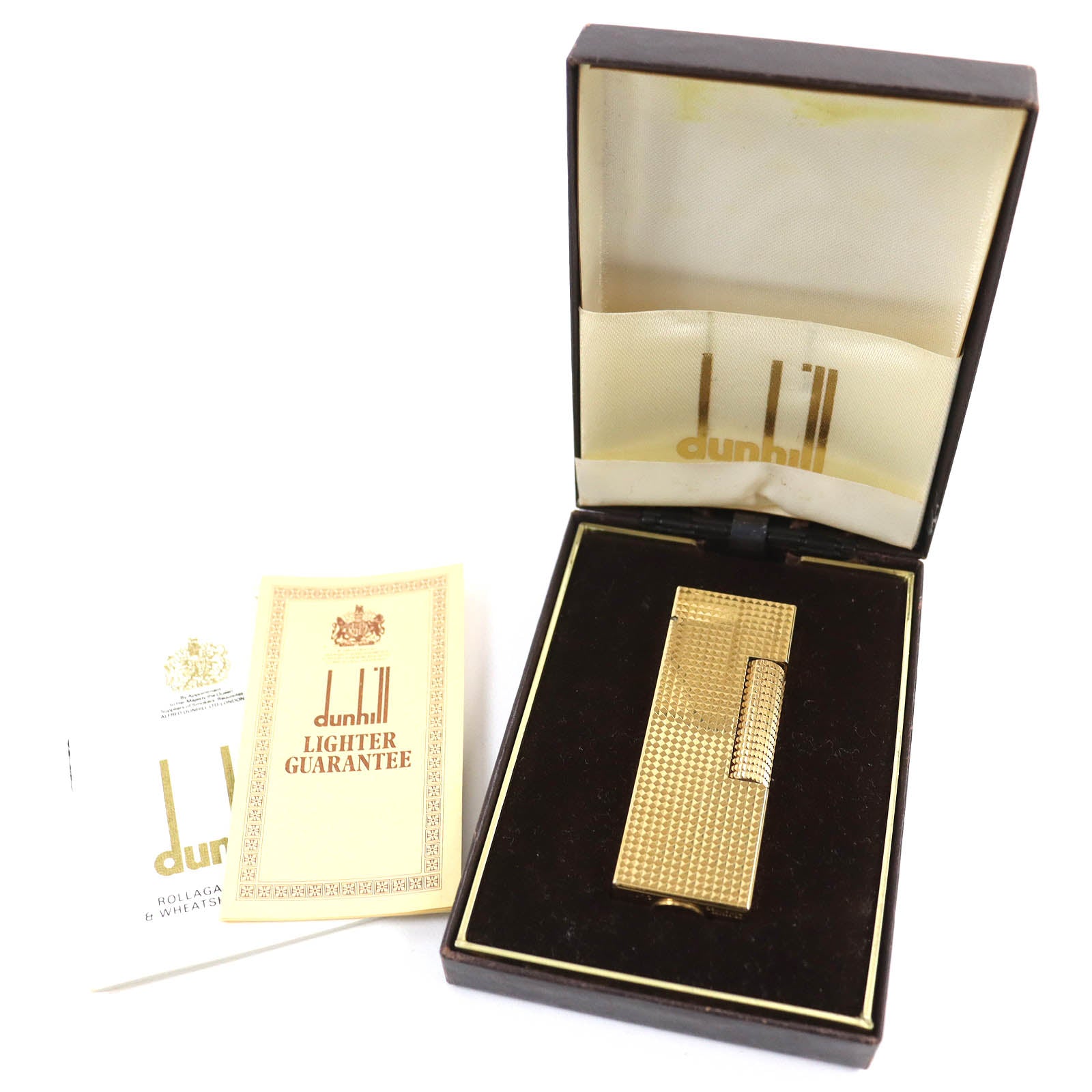 Dunhill Diamond Pattern Roller Gas Lighter Gold