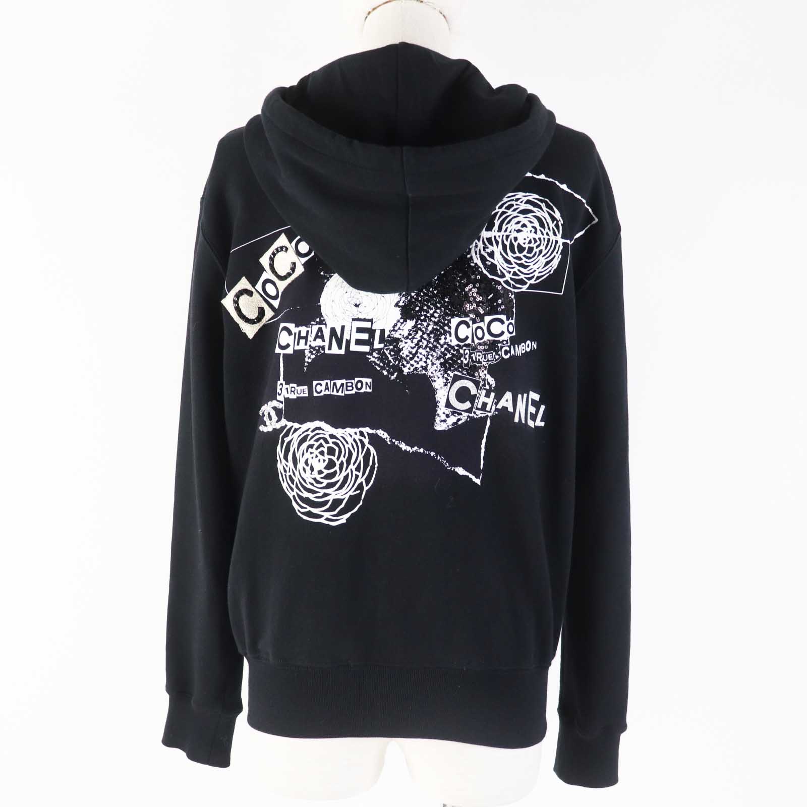 Chanel Cotton Zip-up Graffiti Logo Camellia Parker