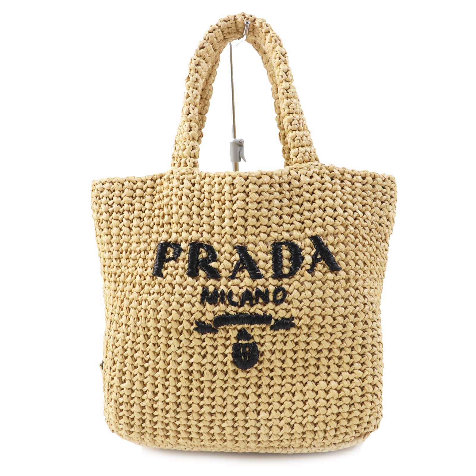 Prada Raffia Crochet Logo Tote Bag 1BG422