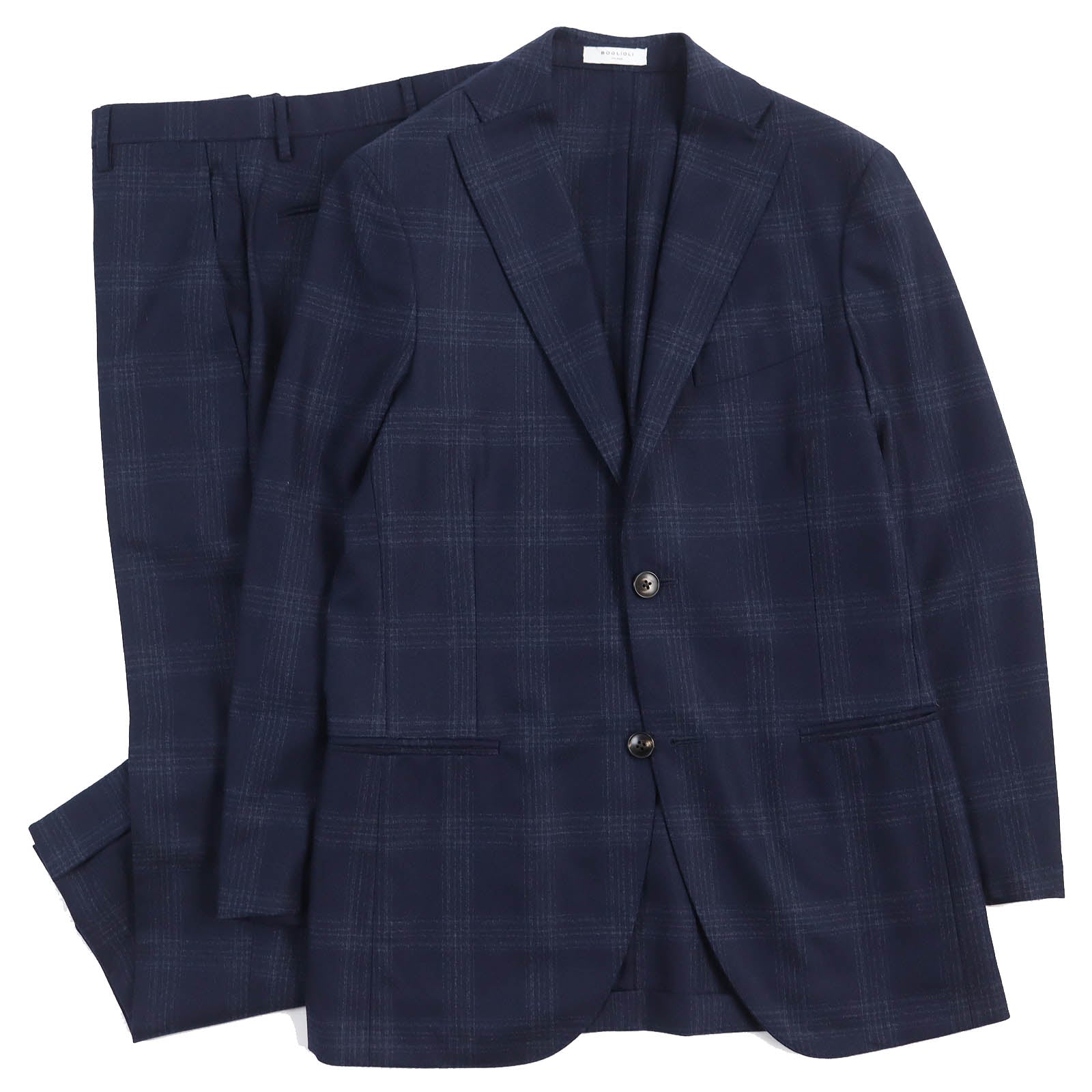 BOGLIOLI K.JACKET Wool Check Suit Navy 44