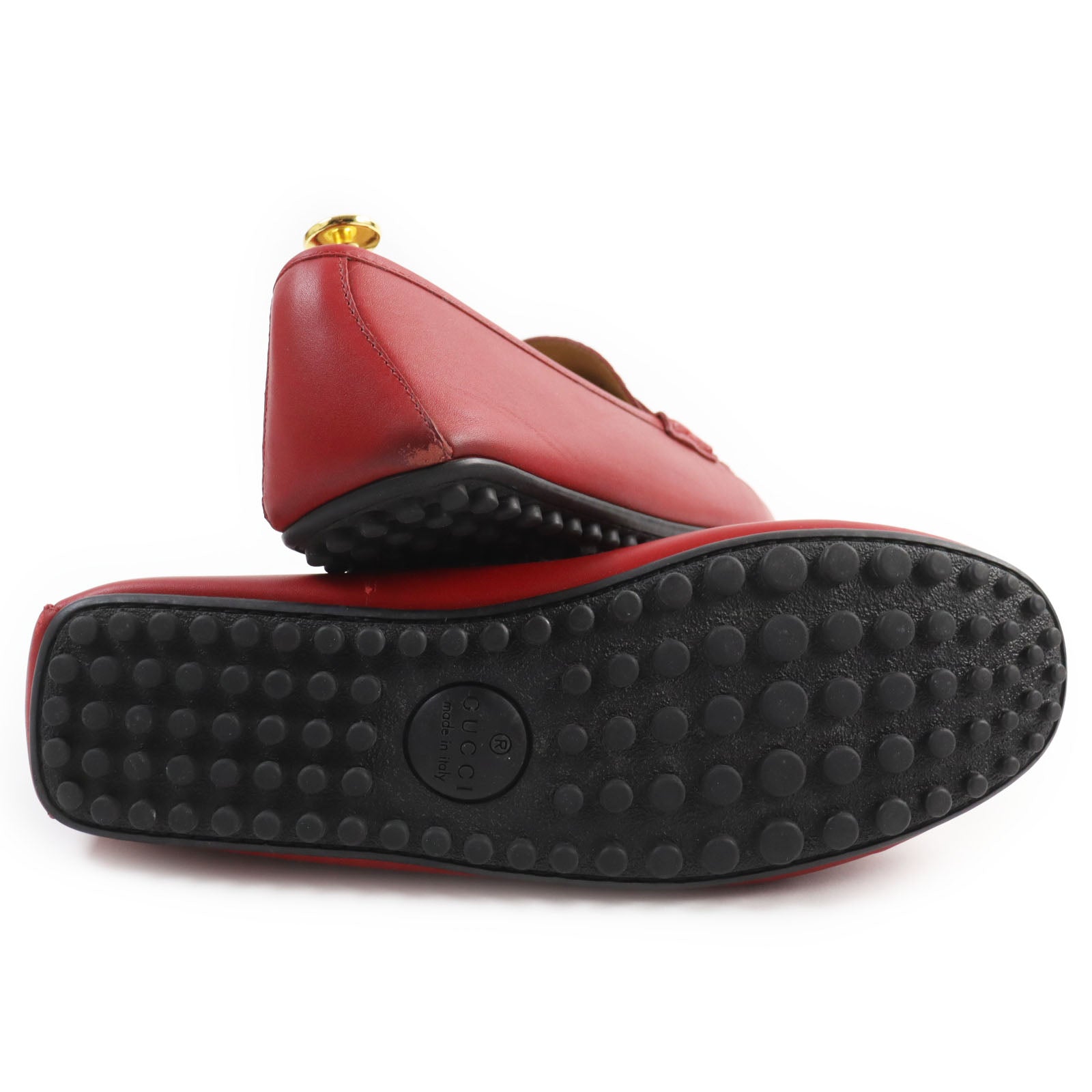 Gucci Guccissima GG Loafers Leather Shoes Red