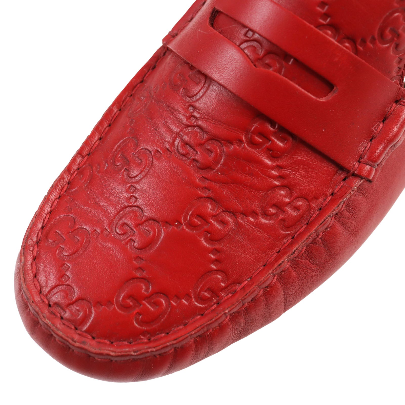 Gucci Guccissima GG Loafers Leather Shoes Red