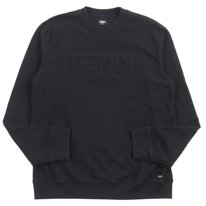 Fendi Cotton Embossed Logo Crew Neck Sweatshirt XL