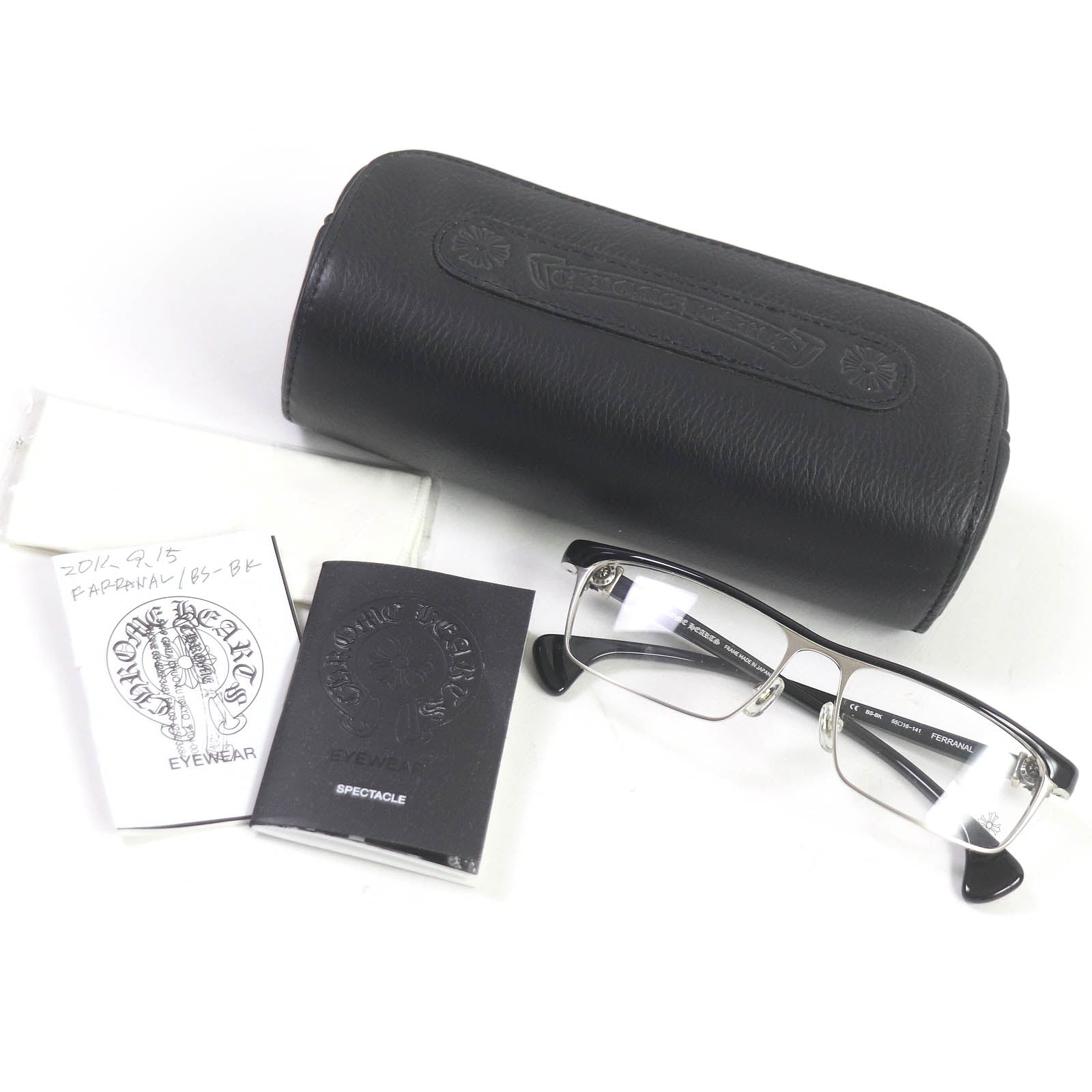 CHROME HEARTS FERRANAL Square Glasses Silver Black