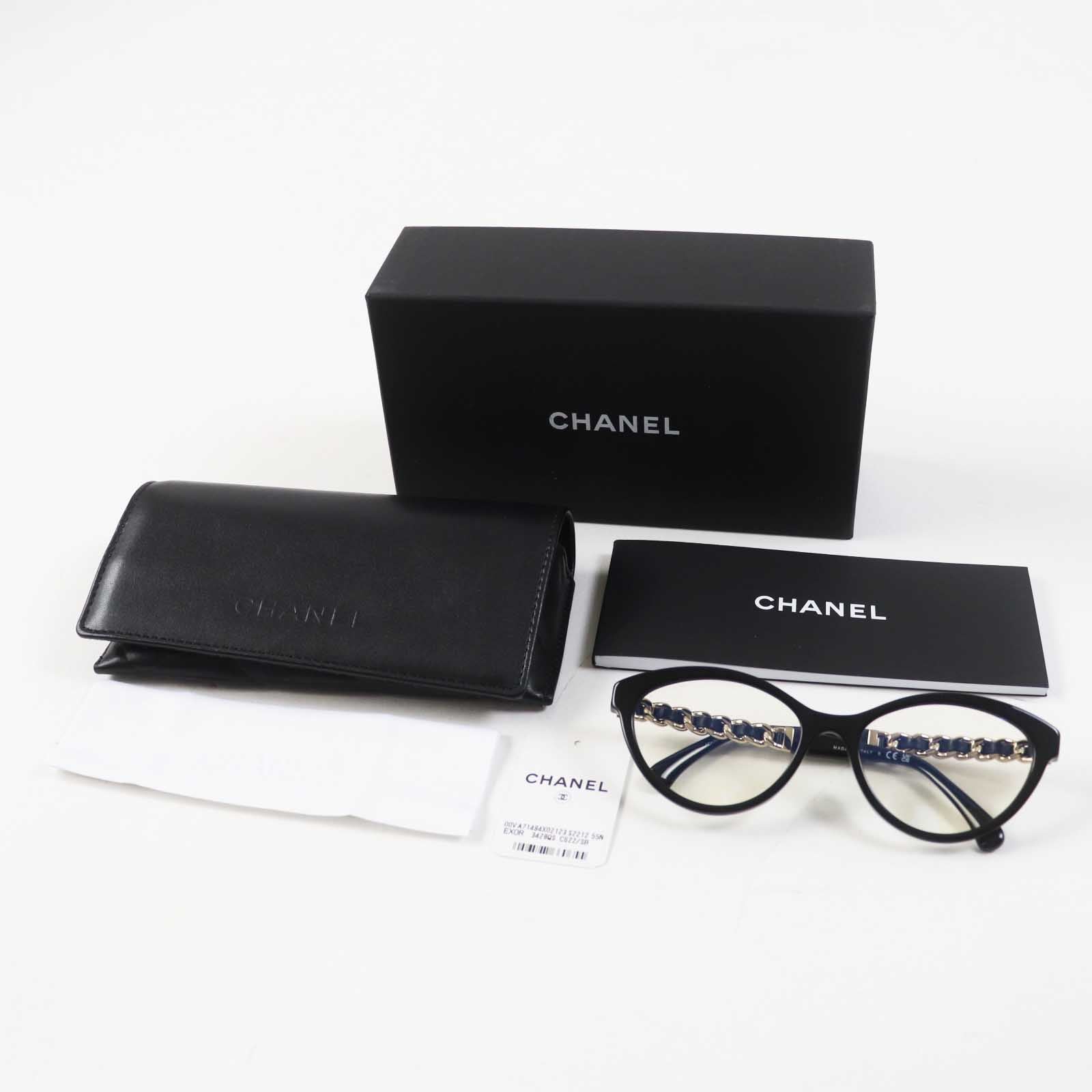 Chanel Cat Eye Sunglasses Black Gold