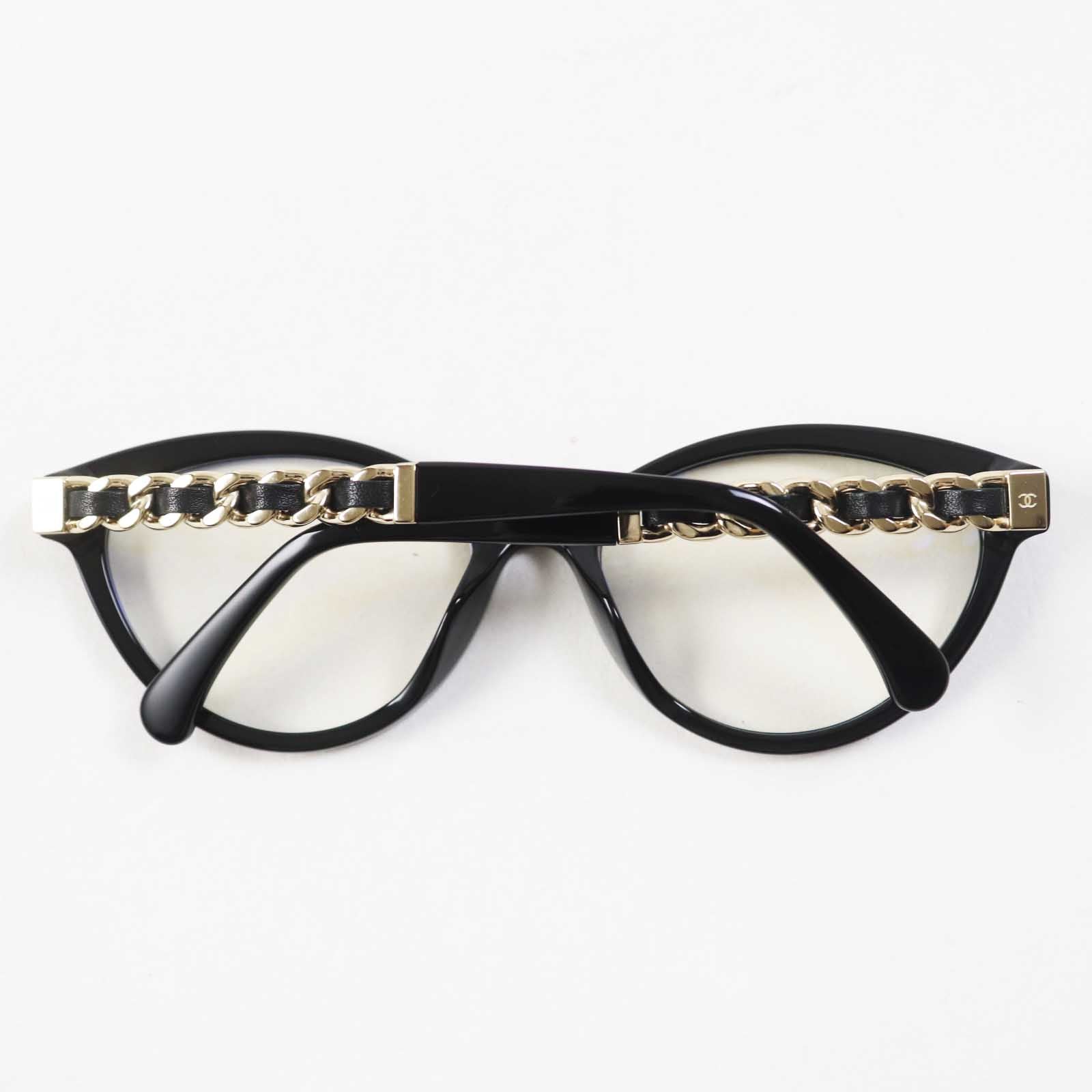 Chanel Cat Eye Sunglasses Black Gold