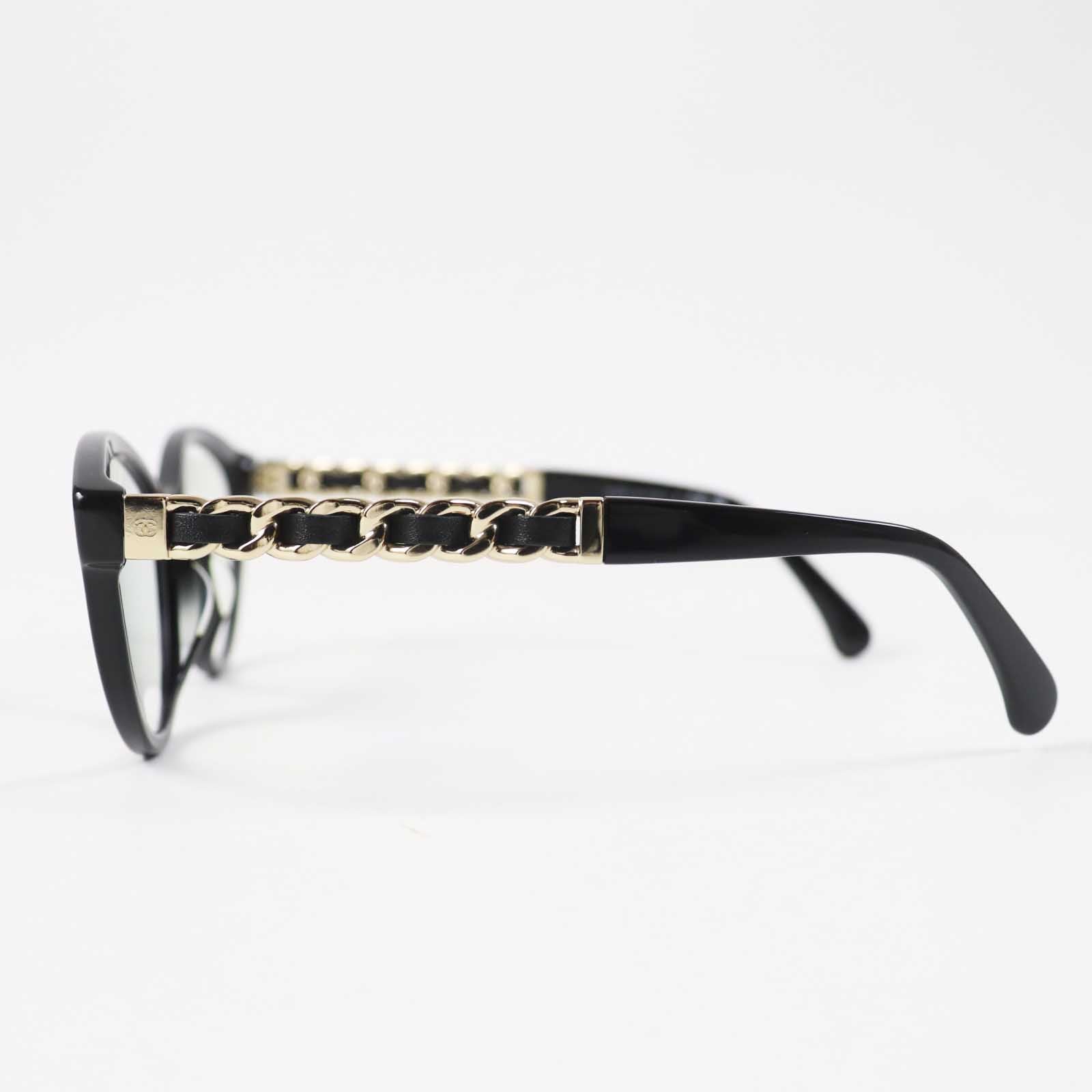 Chanel Cat Eye Sunglasses Black Gold