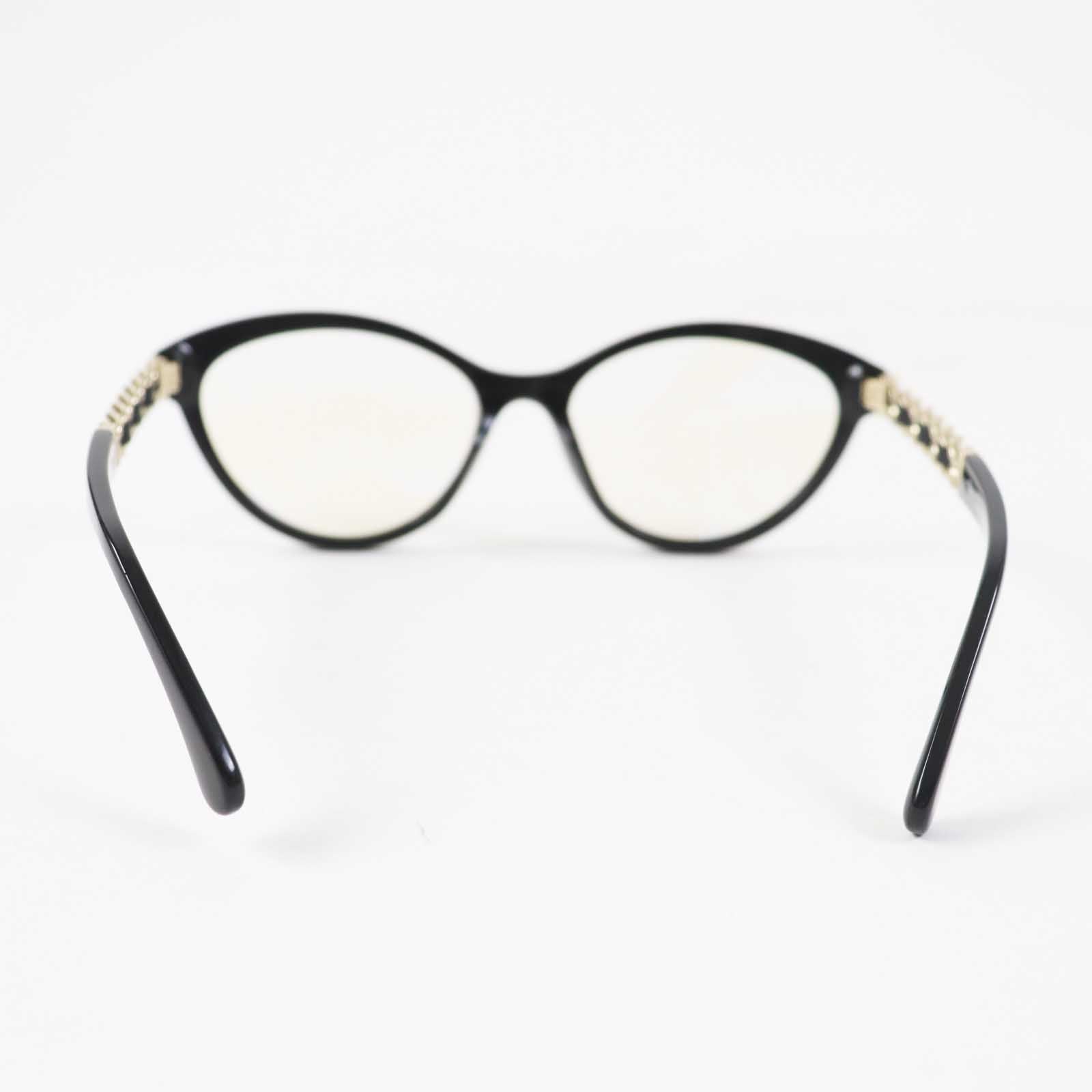 Chanel Cat Eye Sunglasses Black Gold