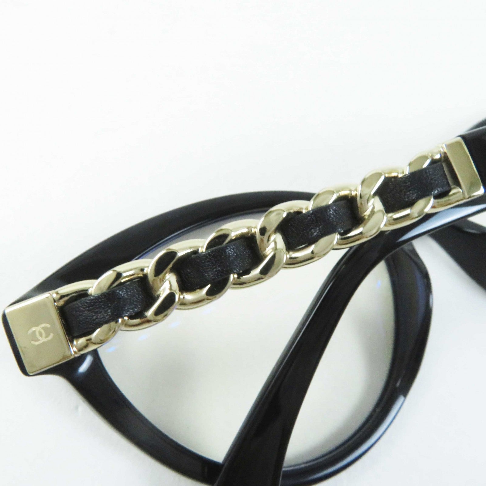 Chanel Cat Eye Sunglasses Black Gold