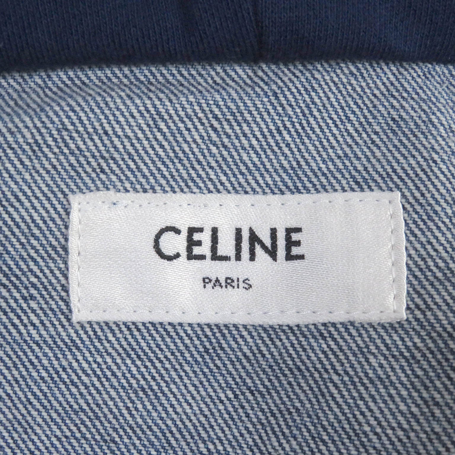 Celine Logo Hooded Denim Trucker Jacket