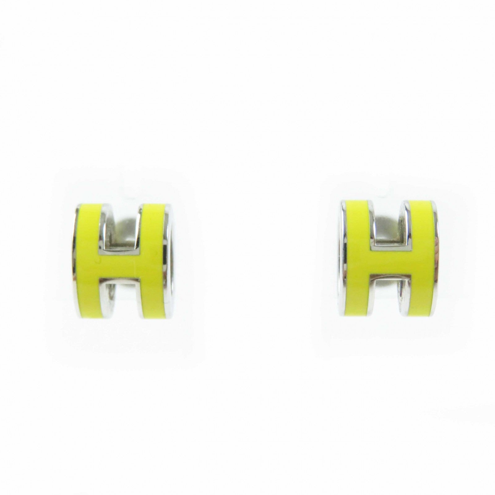 Hermes Mini Pop Ash H Earrings Yellow Silver