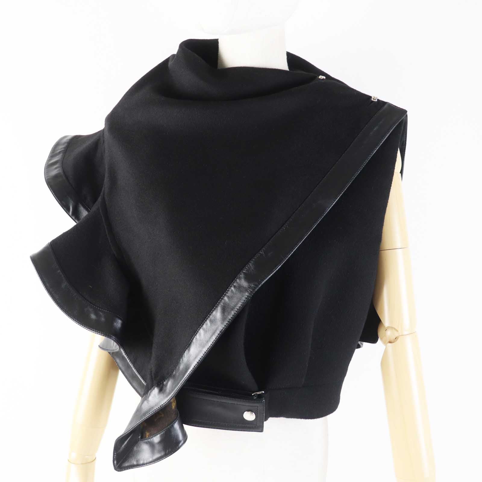 Louis Vuitton Cashmere Wool Lamb Leather Cape Poncho