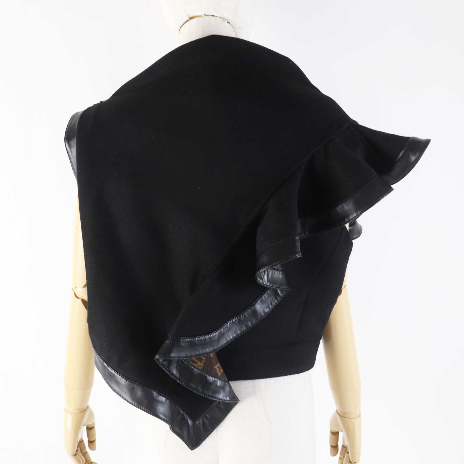 Louis Vuitton Cashmere Wool Lamb Leather Cape Poncho