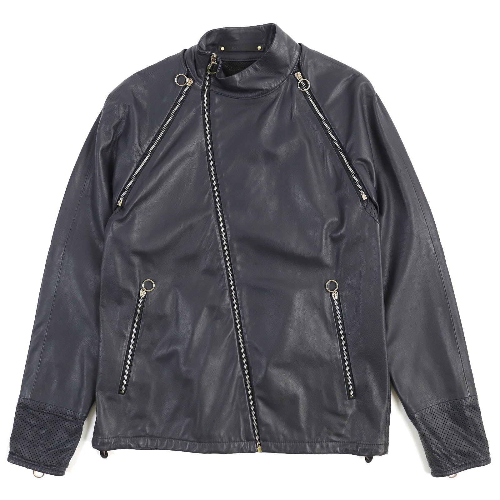 Paul Smith Lamb Leather 2WAY Riders Jacket Navy S