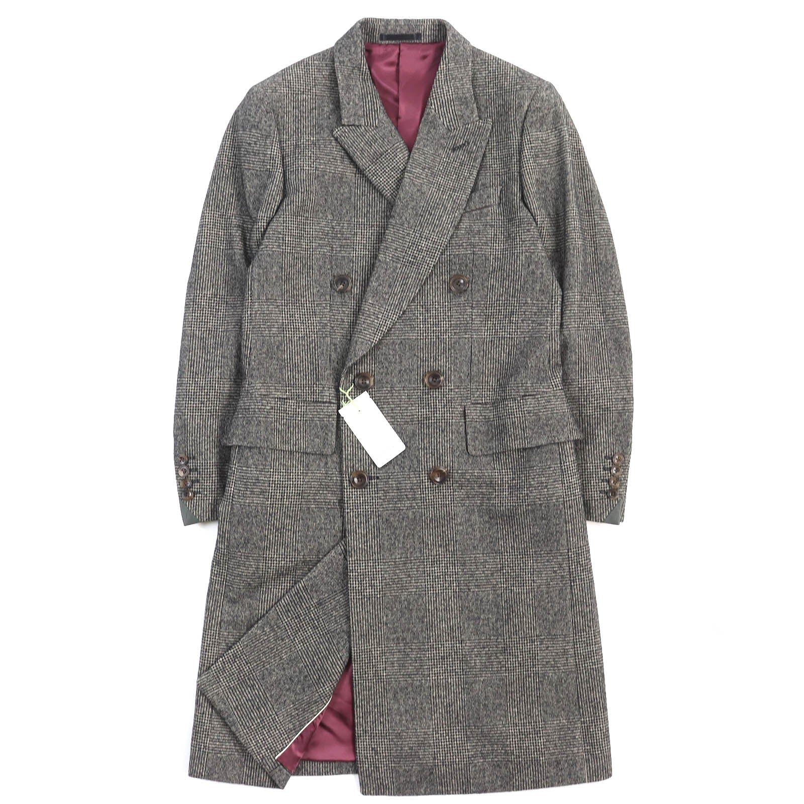 Paul Smith Glen Check Long Double Coat Gray M