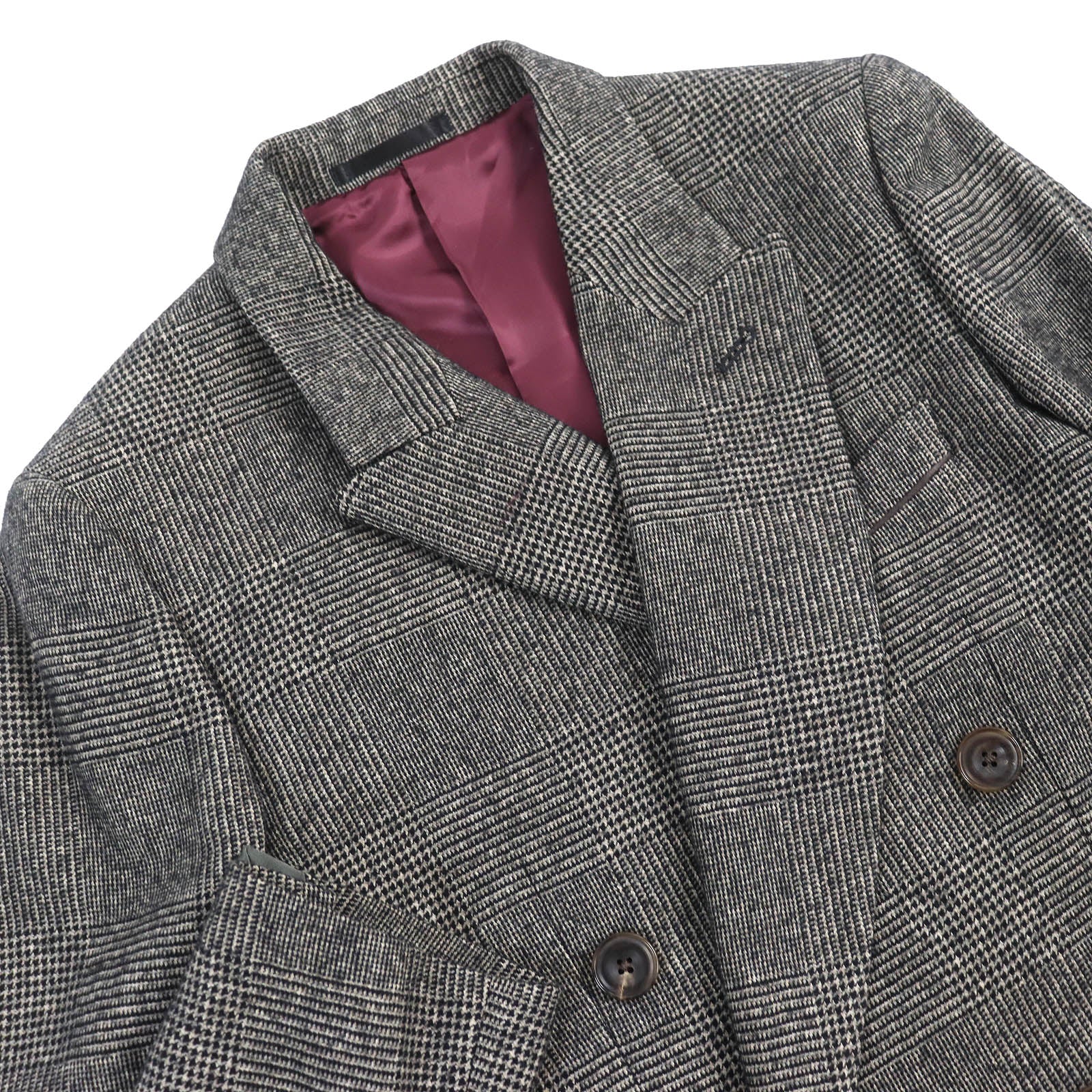 Paul Smith Glen Check Long Double Coat Gray M