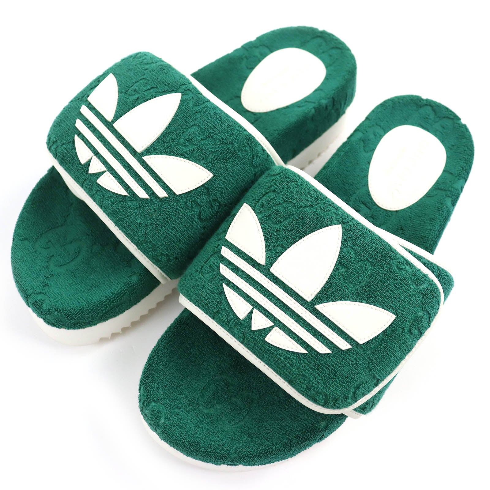 Gucci GG Cotton Rubber Sandals Green White