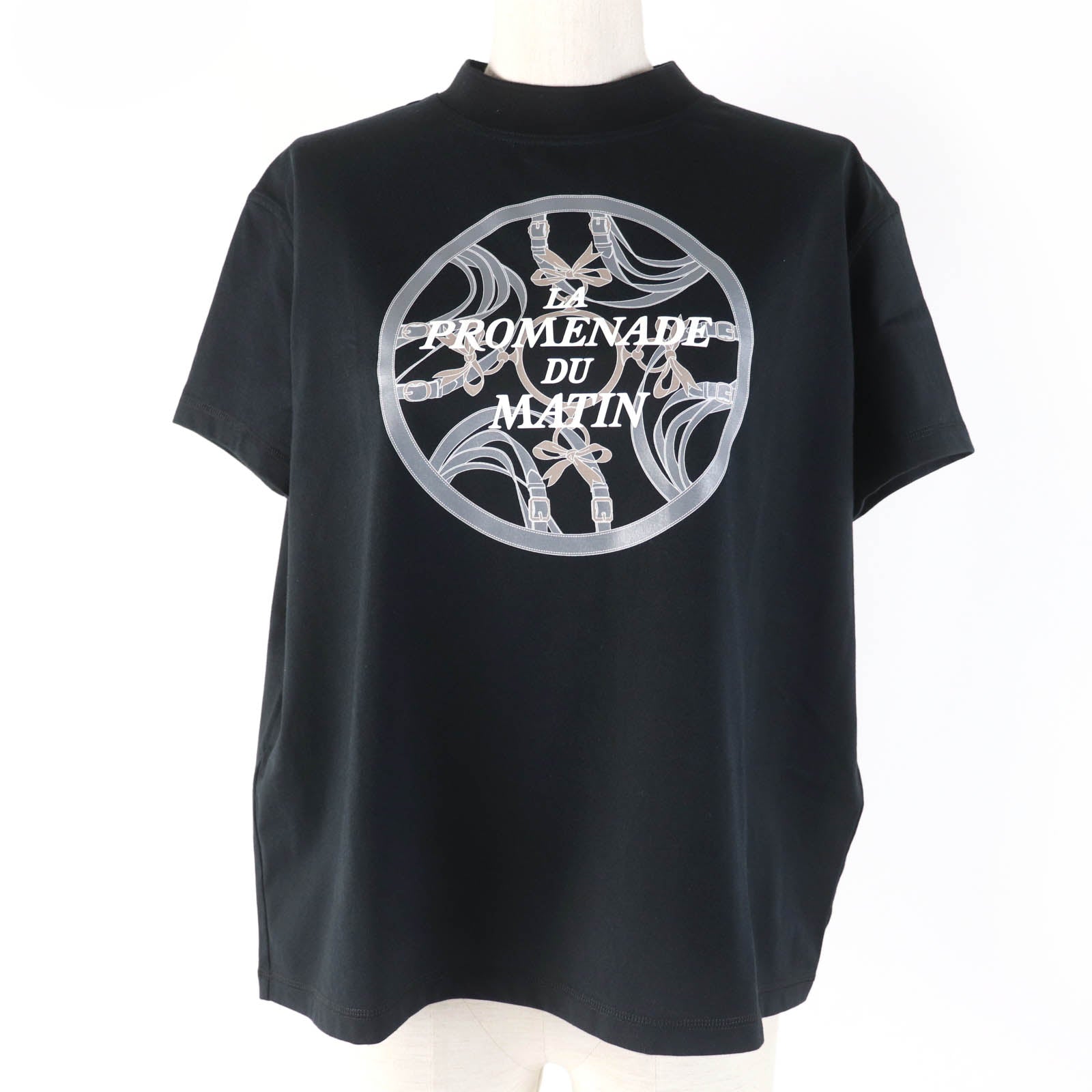 Hermes Cotton Mock Neck T-Shirt Black 36