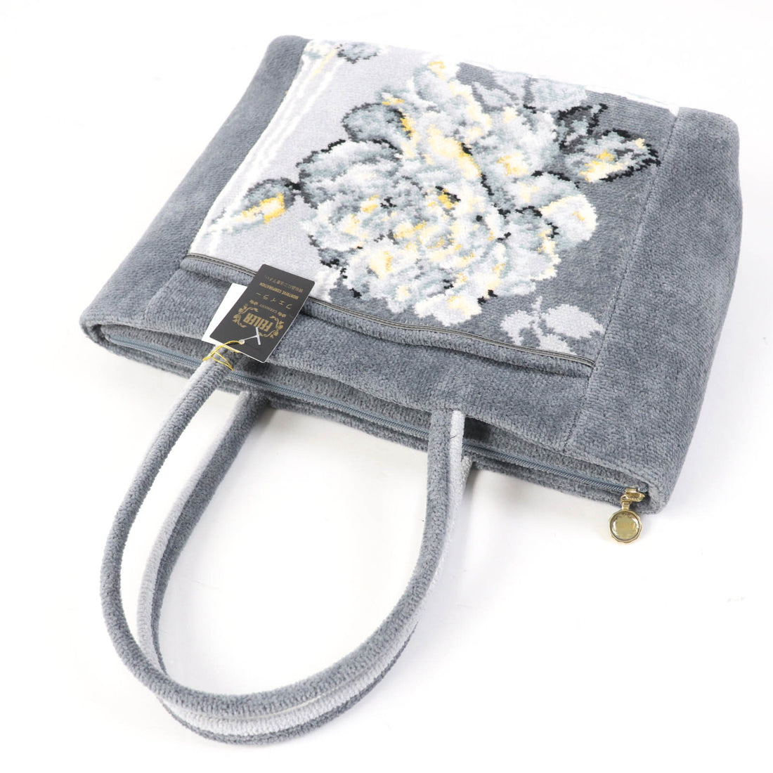 FEILER Flower Pattern Cotton Handbag Gray