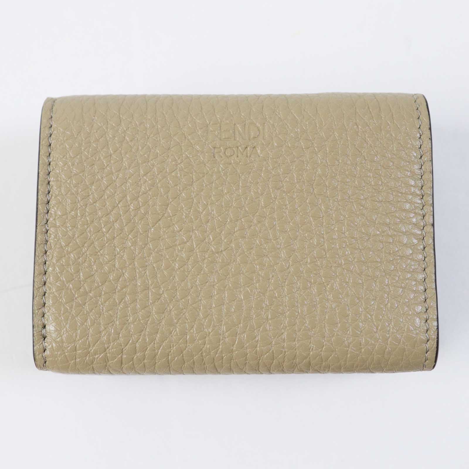 Fendi Celeria Peekaboo Tri-fold Wallet Beige