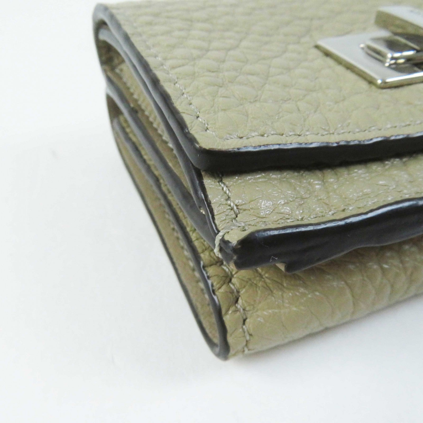 Fendi Celeria Peekaboo Tri-fold Wallet Beige