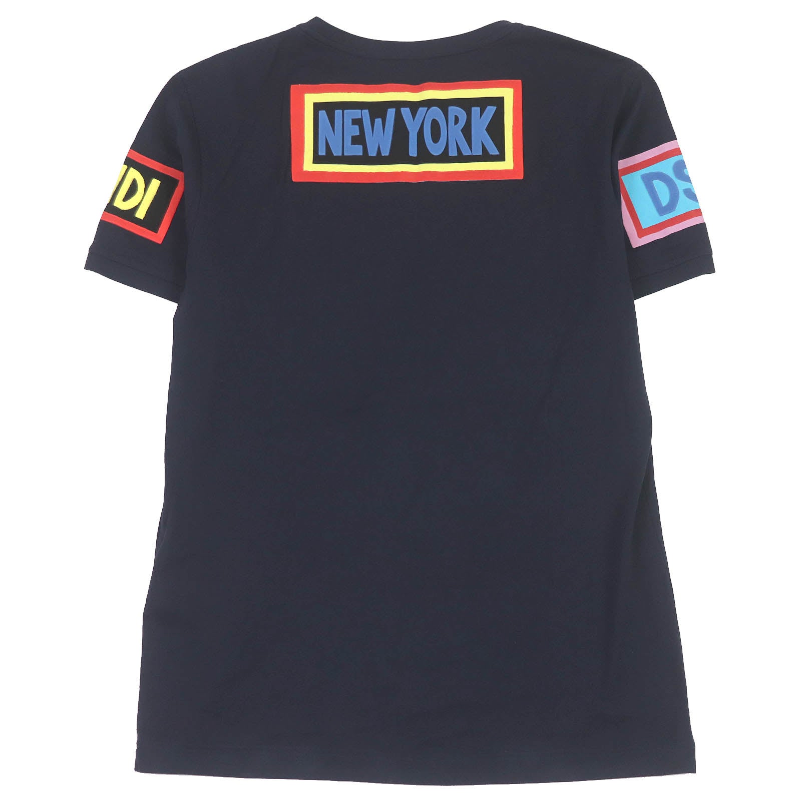 Fendi Logo Print LOVE Cotton T-shirt Navy