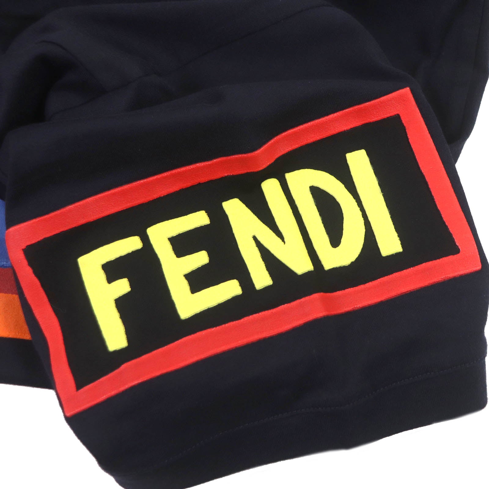 Fendi Logo Print LOVE Cotton T-shirt Navy