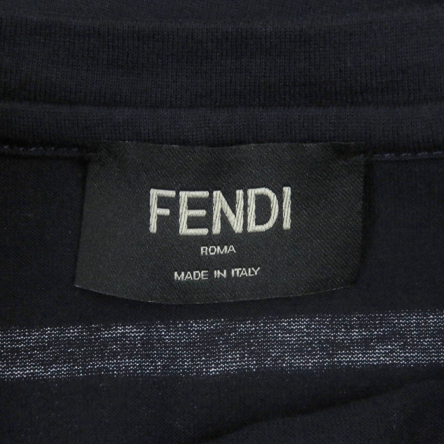 Fendi Logo Print LOVE Cotton T-shirt Navy