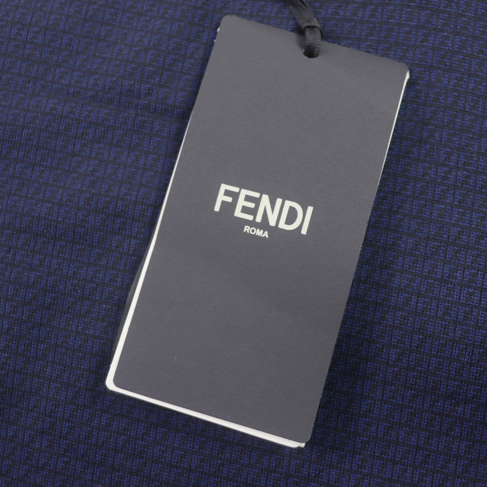 Fendi Wool FF Logo Crew Neck Knit Navy