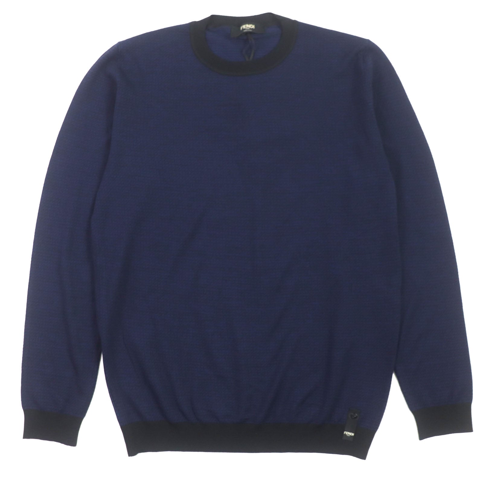 Fendi Wool FF Logo Crew Neck Knit Navy