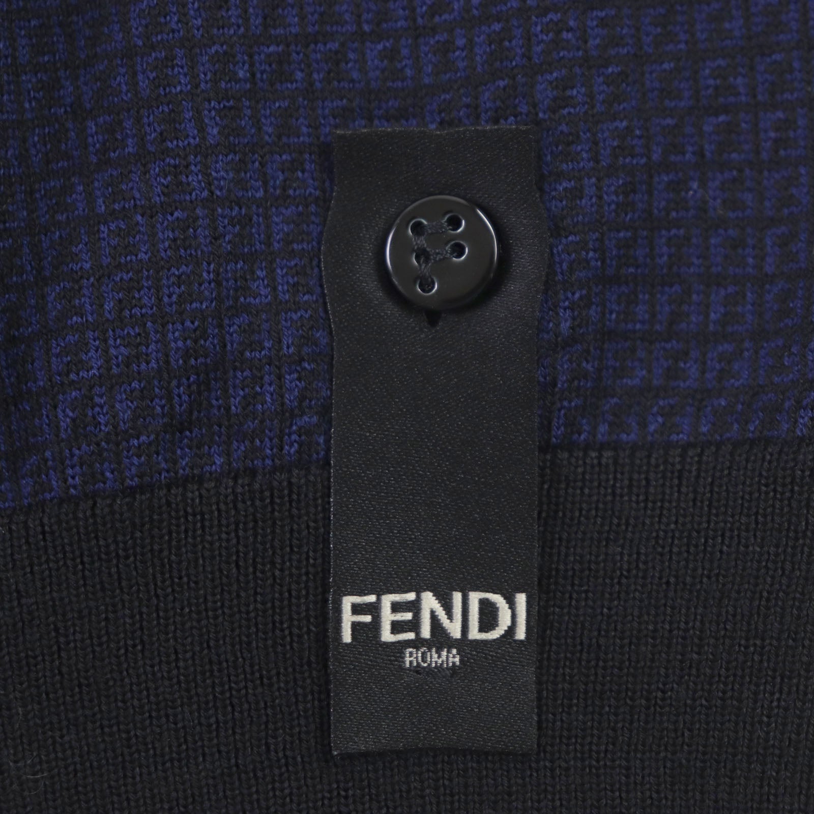 Fendi Wool FF Logo Crew Neck Knit Navy